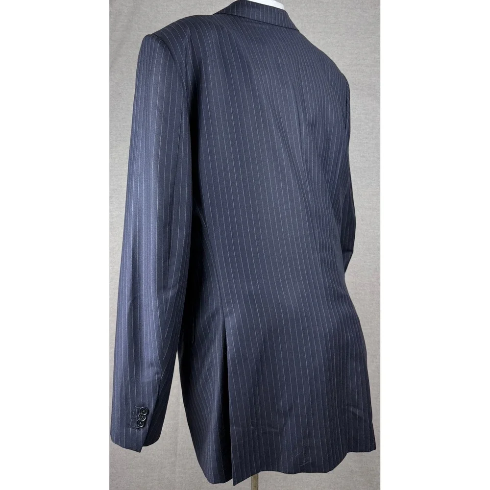 Ermenegildo‎ Zegna Milano Suit 44L Mens Navy Blue Pinstripe Trofeo Wool 2pc 54L